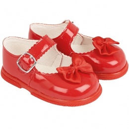 Girls Red Patent Satin Bow Special Occasion Shoes